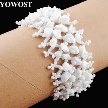 Ювелирные изделия Белый рок 4~ 8 мм бусины чип переплетения регулируемый браслет украшение IK3027