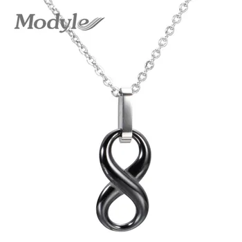 Modyle Fashion Ceramic Infinity Pendant Necklaces For Women Black White Innocuous Ceramic Necklace Jewelry
