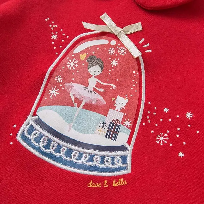 DBJ8662-1 dave bella/осенняя одежда для маленьких девочек; детская футболка с длинными рукавами; топы высокого качества для малышей; милые футболки для детей