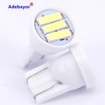 

500X Truck LED T10 24V 3 SMD 7014 LED 3SMD 7020 1W White W5W Wedge width Bulb License Plate Light Lamp DC 24V Car Styling