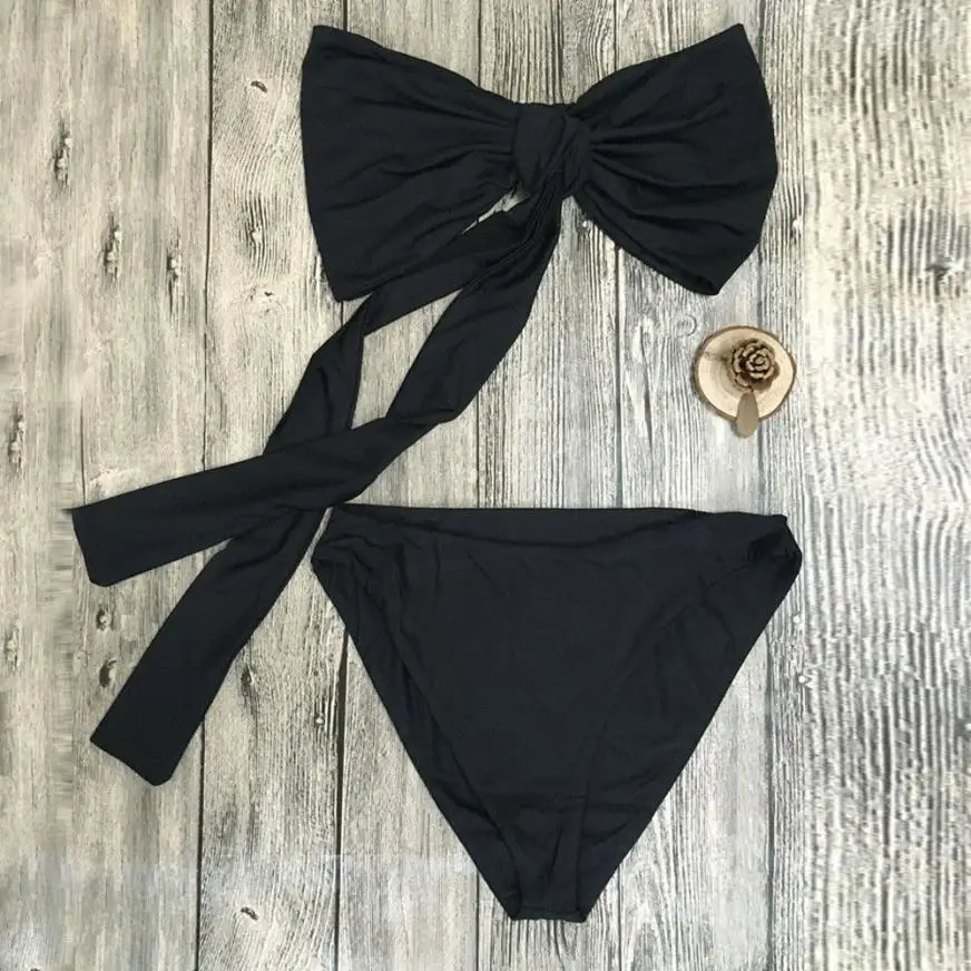 

2018 Sexy Women Bandage Bikini Set Push-up Bra Swimsuit Off Shoulder Bathing Suit Swimwear women's swimming suit badpak meisje