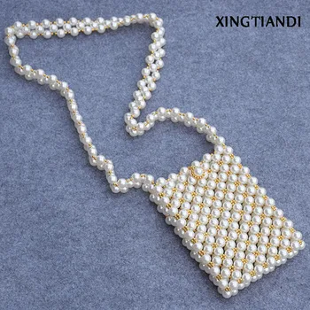 

Fashion Handmade Beaded Bag Sac Perle Femme Pearl Bag Flap Crosssbody Evening Bag Clutch