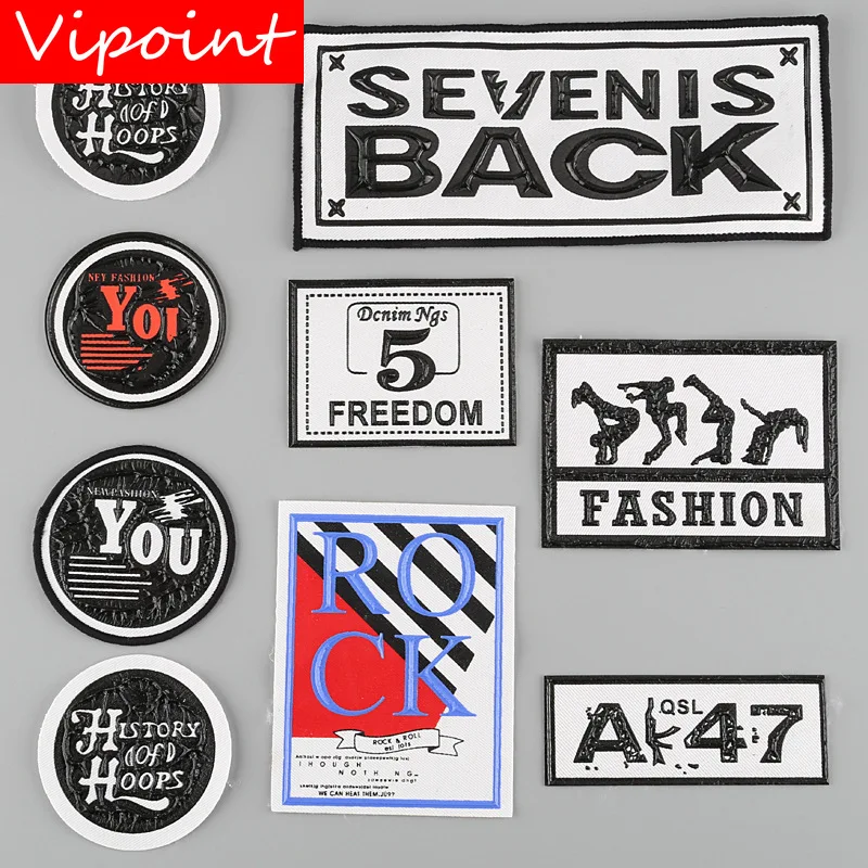 

VIPOINT embroidery printed warning patches letter alphabet patches badges applique patches for clothing YM-18