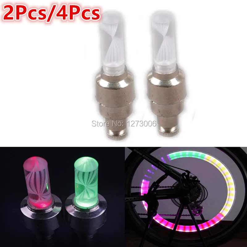 4PCS Colorful LED Valve Cap Bicycle Bike Wheel Tire Light Spoke Lamp Motor Bike