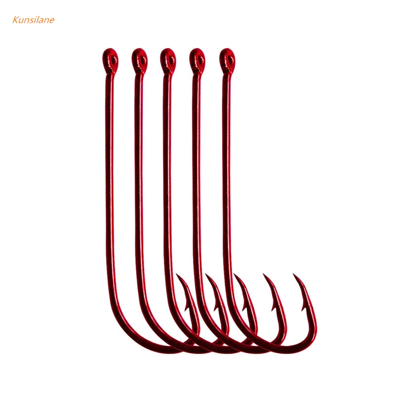 

50Pcs Fishing Hooks Freshwater Long Shank Baitholder Bait Offset Barbed Warm Carp Fishing Hook Sharpened High Carbon Steel
