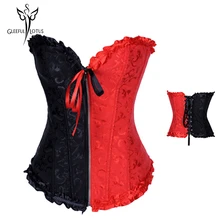 Гейн amincissante Новинка, модель с молнией спереди; сатиновый корсет, пикантное женское бельё женские бюстье 2550 черный красный цвет