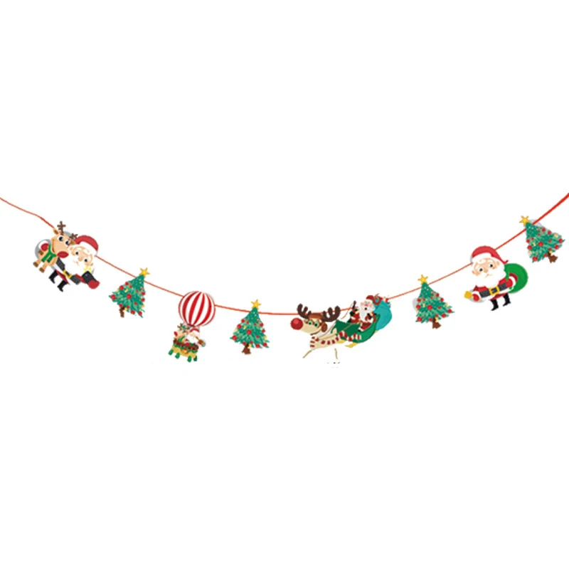 Рождественская Фигурка Санта Снеговик баннер флаг новогодние вечерние украшения парашют колокол натальные флаги гирлянды Рождественская Домашняя вечеринка поставки - Цвет: Style 4