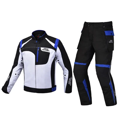 Новая отражательная куртка для мотоциклов для мужчин мото комплект одежды Добавить плащ водонепроницаемый+ согреться оснастить мужчин t защита мотокросса костюм - Цвет: blue one set