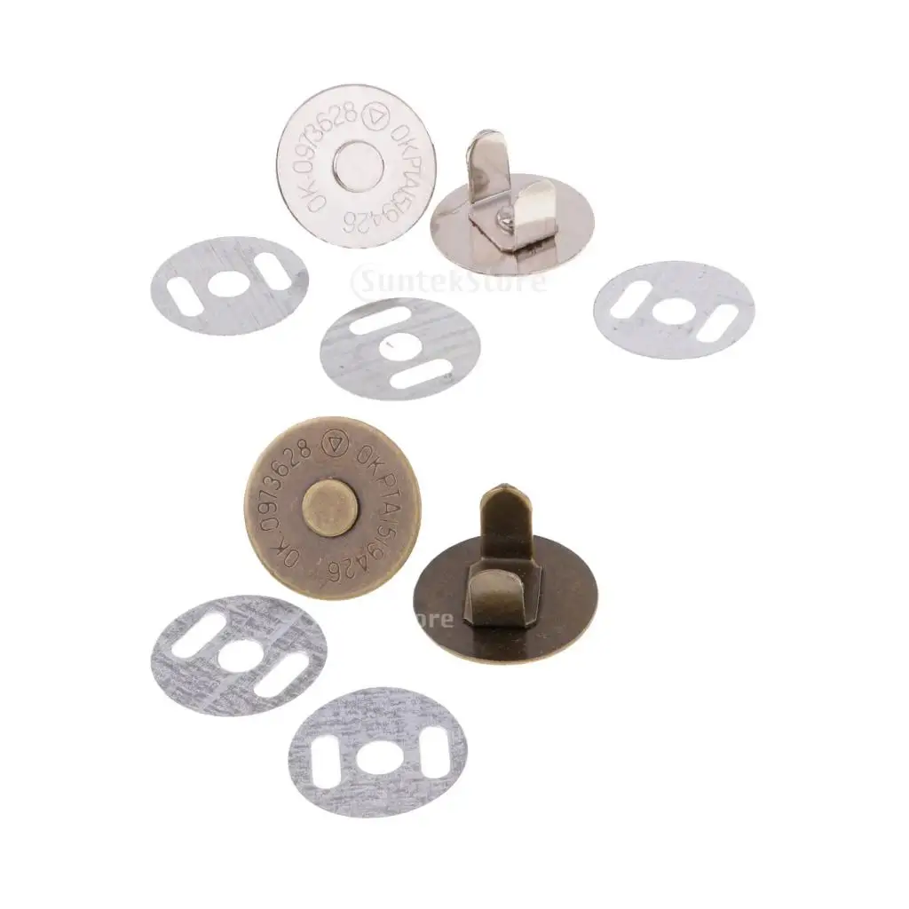 10 Pieces/Sets Magnetic Button Clasp Snaps - Purses Closures, Bags, Clothes - No Tools Required 14/18mm Silver / Bronze