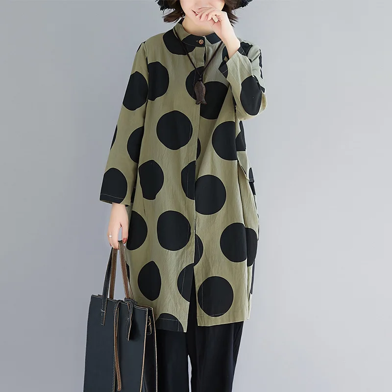 

2019 spring and summer Womens tops Korean Fashion Knitted Long Slouchy shirt Sexy Women Polka Dot Pullover Casual Tops