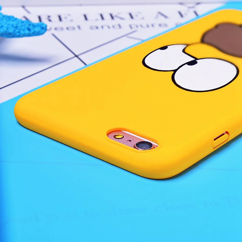Cute Cartoon Case For iphone 7 6 6S 8 Plus Case For iPhone X 10 Funny Middle Finger Yellow Back Cover Phone Cases Artisome       (6)