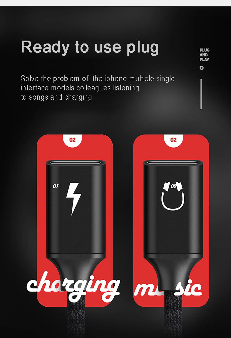 !ACCEZZ Fast Charge Jack Earphone Cable 2 in 1 Adapter For iphone 7 8 Plus X IOS 10 11 Lighting Charging&Audio&Calling Connector (3)