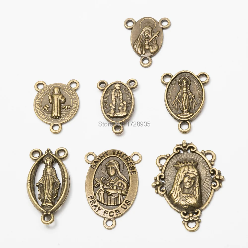 

Virgin Mary Charms Pendants Bronze Tone Connector Charm for Bracelet Necklace DIY Jewelry Making Finding Accessories 10 pcs