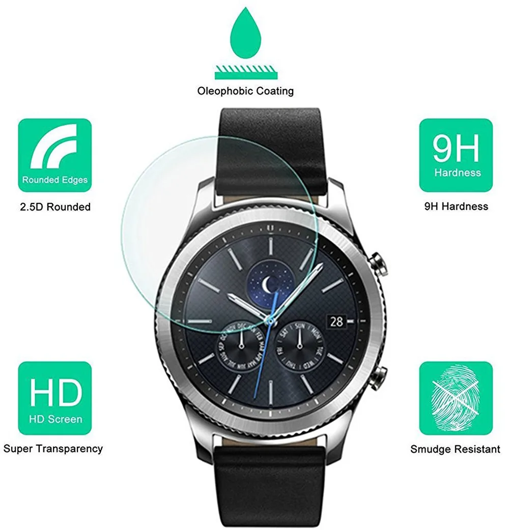 4 шт Защитный Стекло Экран Protector на samsung Шестерни S3 классический Смарт часы закаленное Стекло smartwatch защитная пленка Glas