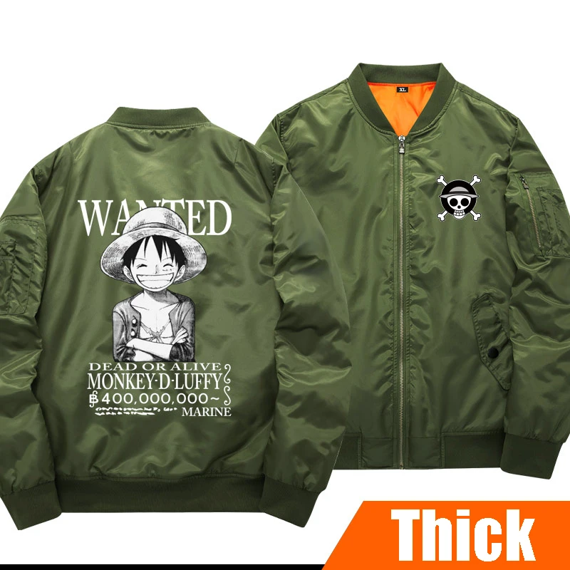 

Plus sizes Luminous Anime ONE PIECE Figure Luffy Ace Unisex Thick Cotton-padded clothes Winter Coat Cosplay pilot jacket stock
