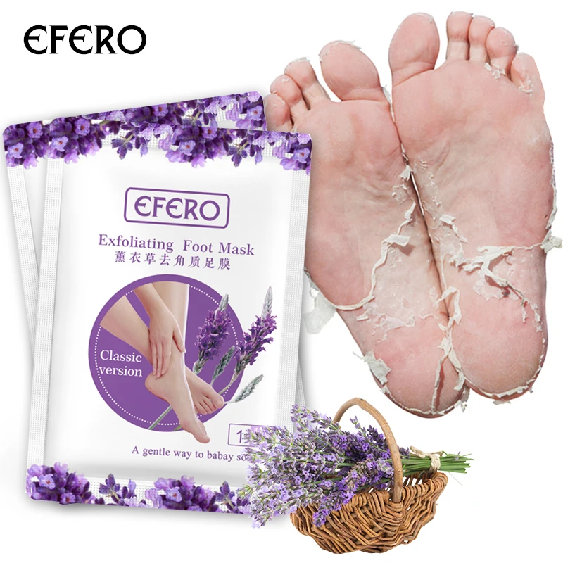 efero 7pair Lanvender Tender Exfoliating Foot Mask Skin Care Peeling Dead Skin Feet Mask Pedicure Socks Foot Cream for Heels