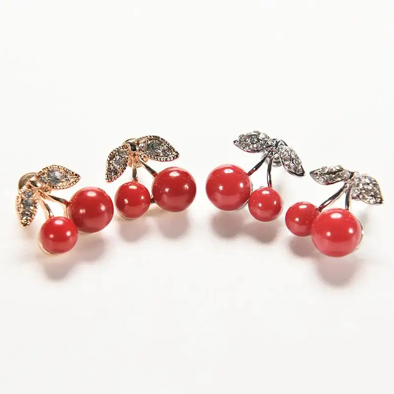 1 Pair Women Stud Earrings Jewelry Lovely Passion Red cherry earrings ...