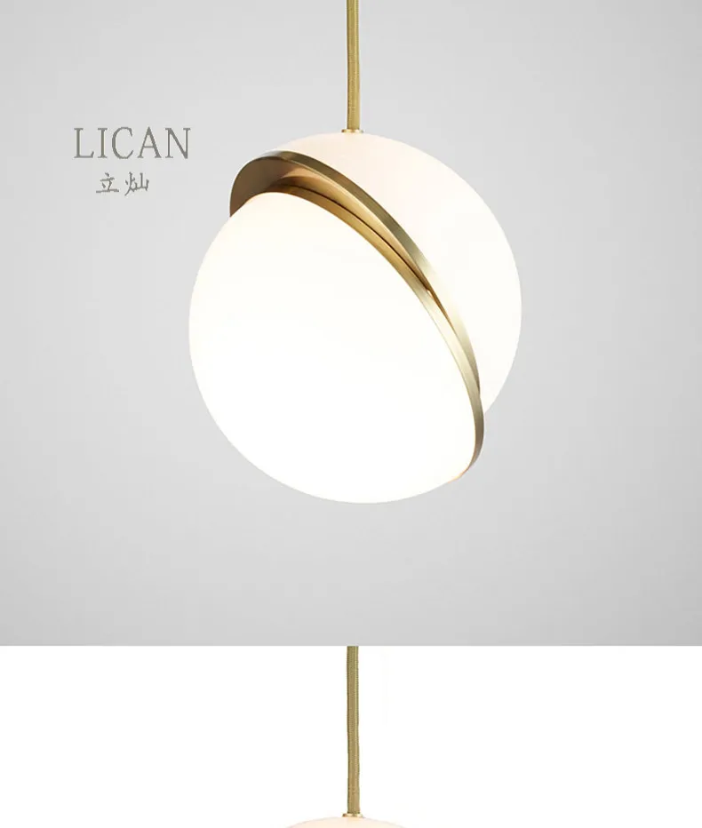 LICAN Denmark designs round balls Pendant Lights Creative Round Moon Brass Suspension Pendant lamp for Dining room Living room