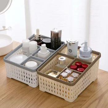 

Lmitation Rattan Makeup Organizer Box Cosmetic Storage Box Container Desktop Storage Box Bin Makeup Holder Bathroom Organizer