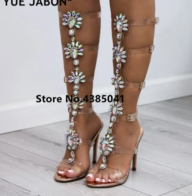 YUE JABON Мода дизайн с ремешком и пряжкой; Босоножки на плоской подошве золотого цвета женские сапоги-ботфорты в сандалии-гладиаторы Стразы в богемном стиле пляжная обувь
