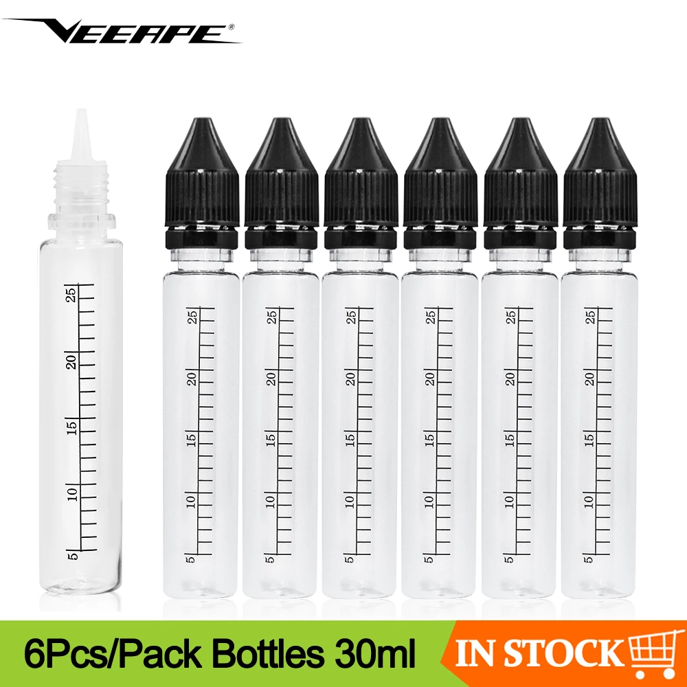 

6Pcs Original Veeape Vape Bottles 30ml Plastic e-liquid juice Bottles Dropper bottle with Scale Electronic Cigarette Accessories