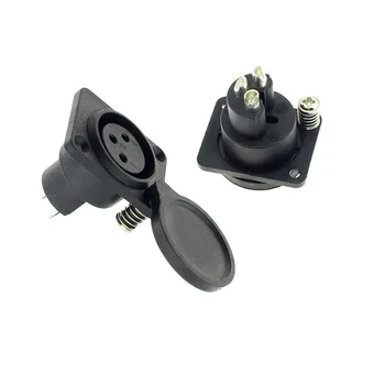 

10pcs Dust-Proof Cover 3 Conductor XLR Receptacle Female Socket Panel Mount Flange Vertical 3 Pin Cable Wire Solder Cup
