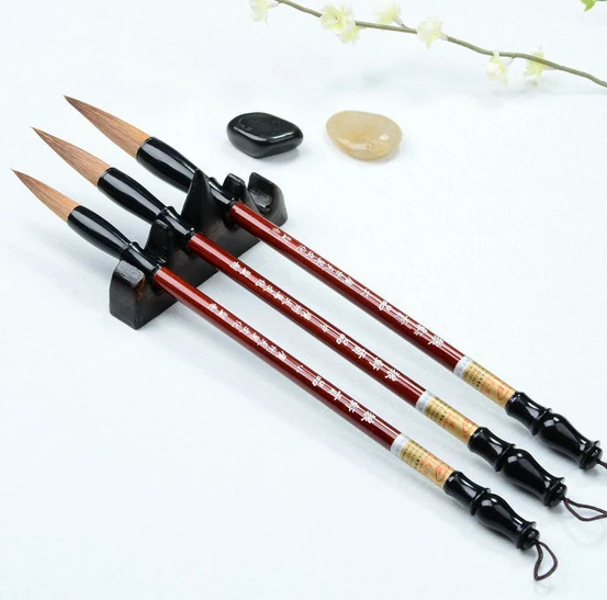 

3pcs/lot Calligraphy Brushe Pen Weasel hair Writing Brush Chinese Painting Brush Large Regular small writing set ACS018
