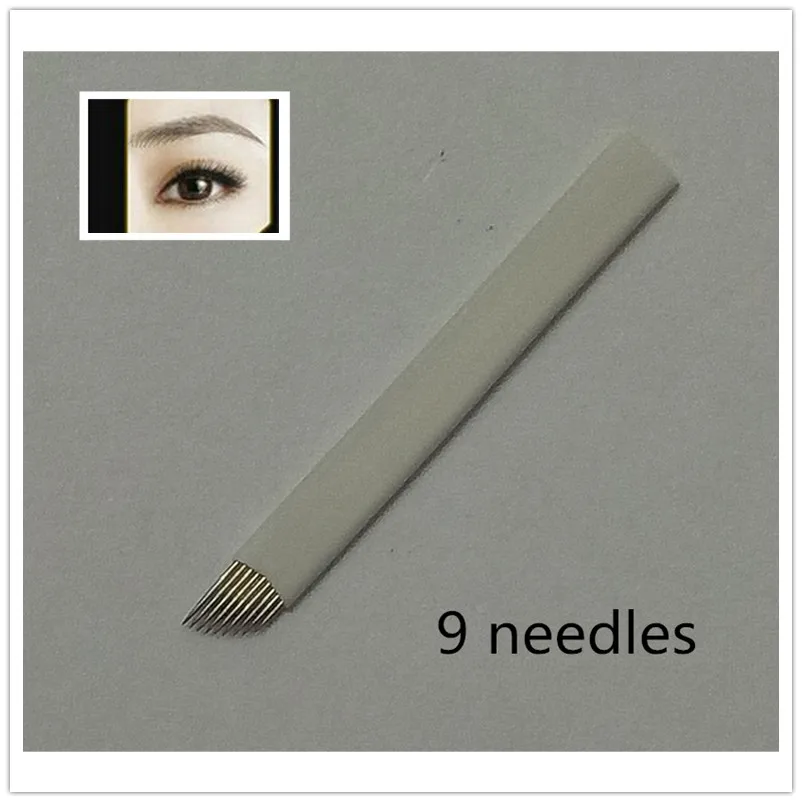 

50PCS 9-Pin Permanent Makeup Manual Eyebrow Tattoo Needles Blade For Tattoo Machine Microblading Pen