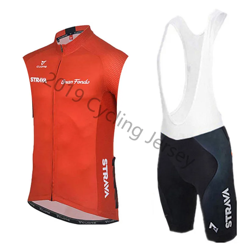

new 2019 STRAVA team Men Cycling jersey set Sleeveless bike Cycling clothing Breathable MTB bicycle Bib Shorts maillot ciclismo