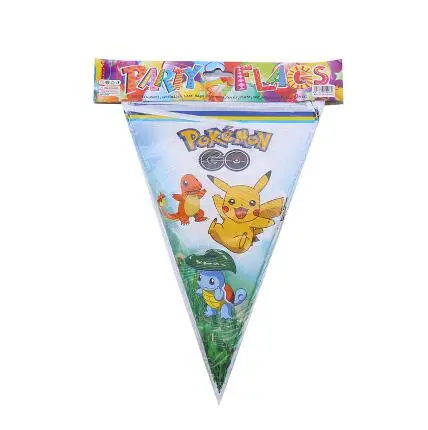 Покемон тематический Мультфильм партия набор посуда тарелка салфетки баннер день рождения коробка конфет ребенок душ вечерние украшения - Цвет: flag 10pcs