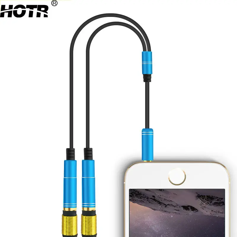 

HOTR Earphone Share Adapter Cord 3.5mm Audio AUX Cable to 2 Earphone Male to Female Y Splitter Headphone Share Distributor Jack