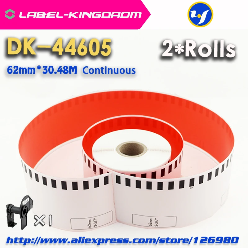 2 пополнения Rolls Совместимость dk-44605 red label 62 мм* 30.48 м Непрерывная Совместимость для принтера брат этикетки Бумага dk-4605