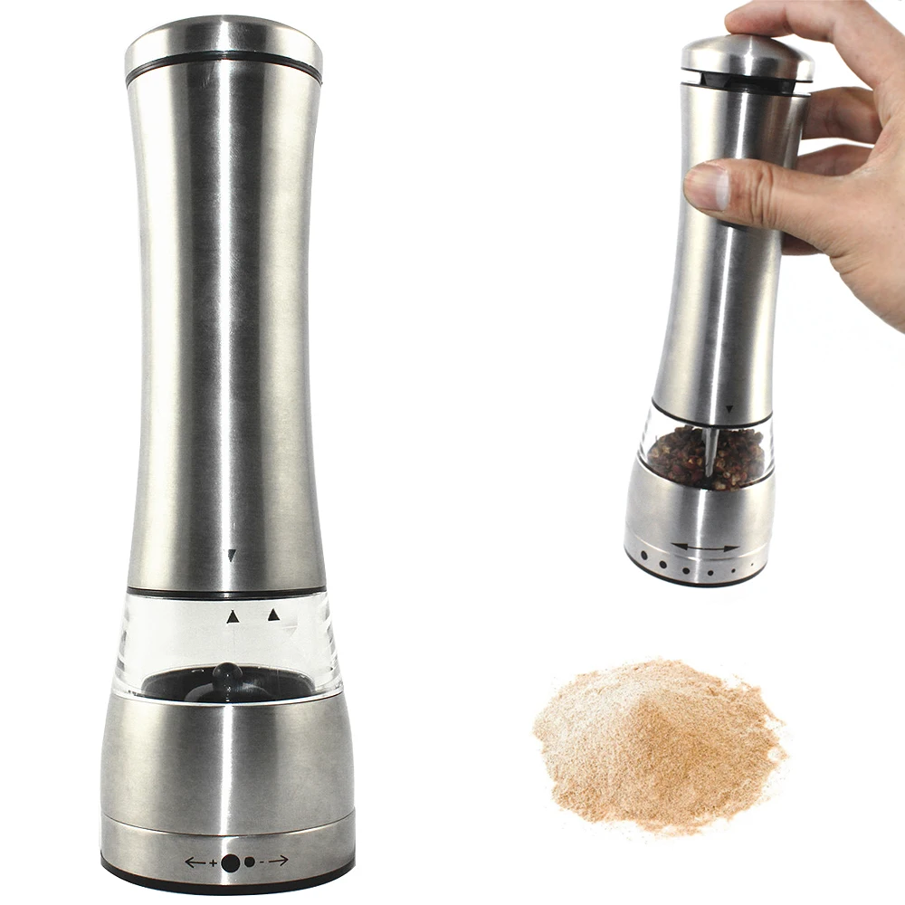 Stainless Steel Electric Salt Pepper Mill Spice Grinder Muller with