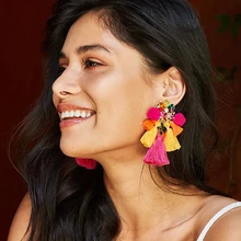 Модные серьги-капли с кристаллами, очаровательные серьги в стиле бохо, модные большие серьги с кисточками, длинные серьги для свадьбы