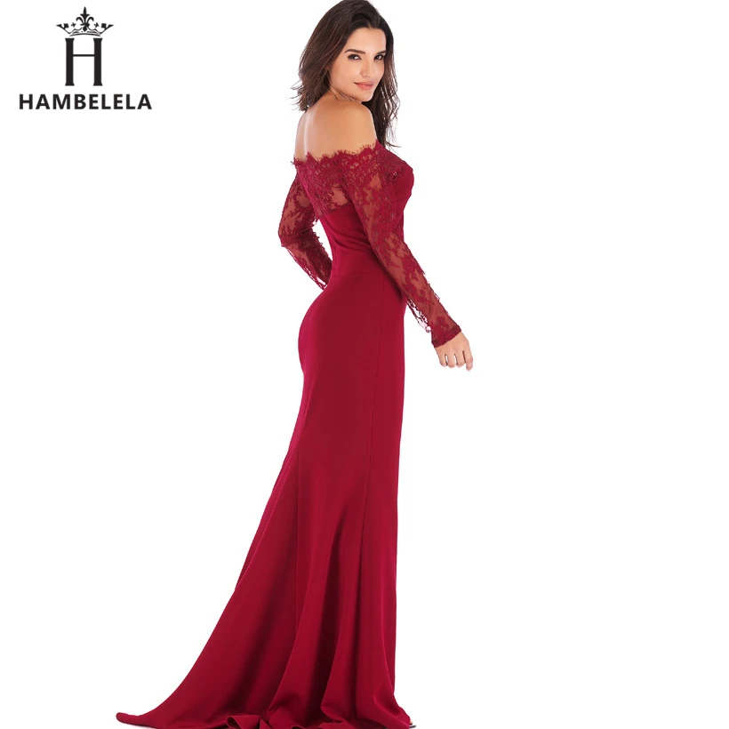 HAMBELELA Robe De Soiree Longue Long Sleeve Mermaid Evening Dresses Formal Evening Gowns China Vestido Longo Bodycon Lace Dress (9)