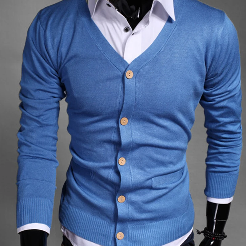 Autumn Cotton Sweater Men Cardigan Casual Solid Long Sleeve Knitted Men Cardigan Plus Size Slim V-Neck Sweater Men's 3XL