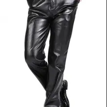 28-45 Горячая весна/осень Мужская Новая мода плюс бархат толстый прямой мотоцикл большой pu кожаные брюки