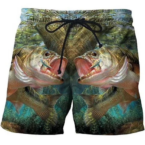 Летние мужские пляжные шорты с рисунком рыбы, модные мужские шорты с 3D принтом, штаны для фитнеса, Азиатский размер S-6XL - Цвет: HHSTK436