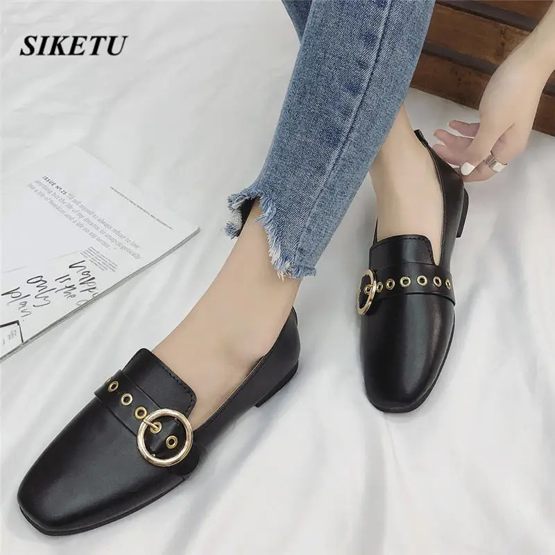 Occasionnel Beige Mode Mujer Plates Printemps Profonde Chaussures De Bouche Zapatos C Tête black Peu Simples Petites Ronde Britannique Femmes automne qwtUw6A