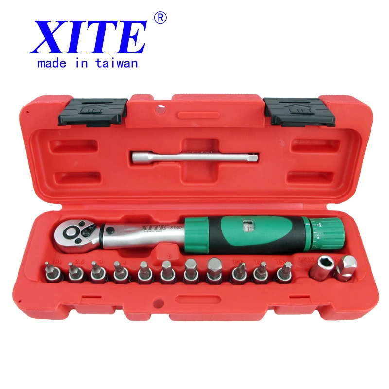 

15Pcs/Set 1/4"DR 2-20Nm bike torque wrench set Bicycle repair tools kit ratchet machanical torque spanner manual torque wrench