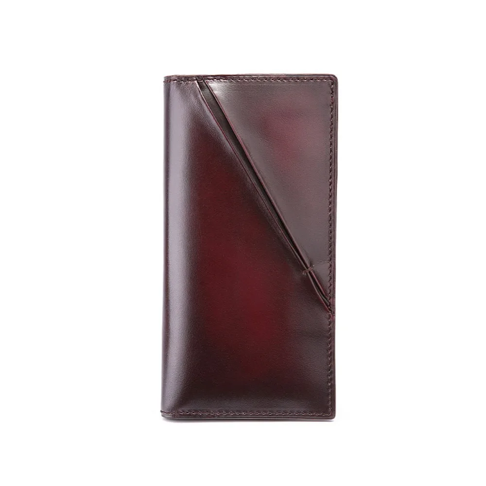 

TERSE_Handmade leather long wallet fashion mens purse thin card wallet in blue/ tobacco/ burgundy berluti style bag custom logo
