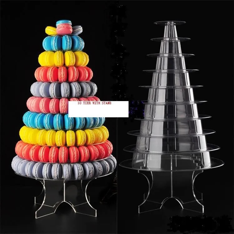 10 Tier Macaron Tower Stand Macaron Display with Acrylic Stand Wedding Birthday Home 2016