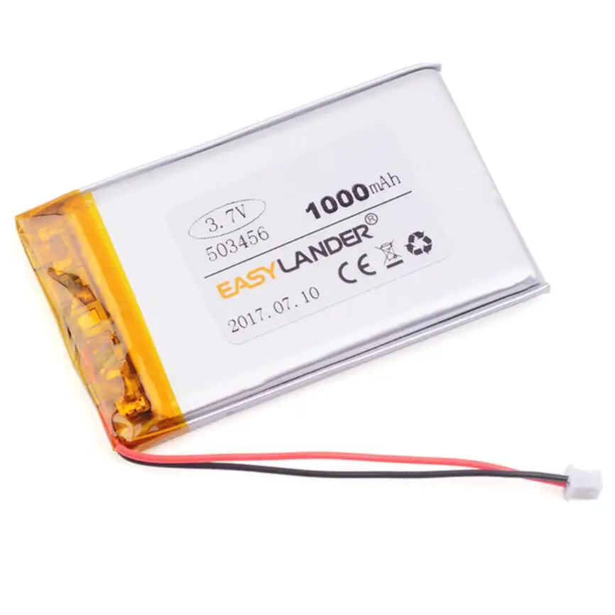 Полимерный аккумулятор 503456 503356 3,7 V 1000mah умный дом MP3 колонки литий-ионный аккумулятор для dvr gps mp3 mp4 сотовый телефон динамик 503455 - Цвет: CONNECTOR