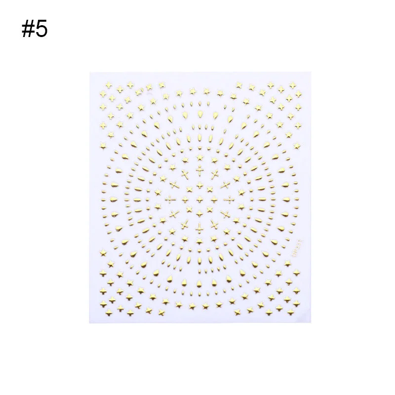 1 лист 3D стикер для ногтей Луна Звезда полосы с волнообразными линиями Золото Смешанные узорами, дизайн ногтей DIY украшения - Цвет: 5