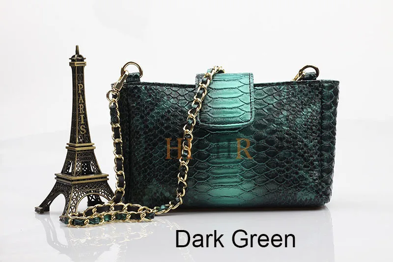 Luxury Handbag Designer Bags For Women Leather Clutch Purse Chain Serpentine Ladies Shoulder Messenger Bags Sac A Main - Цвет: Dark Green