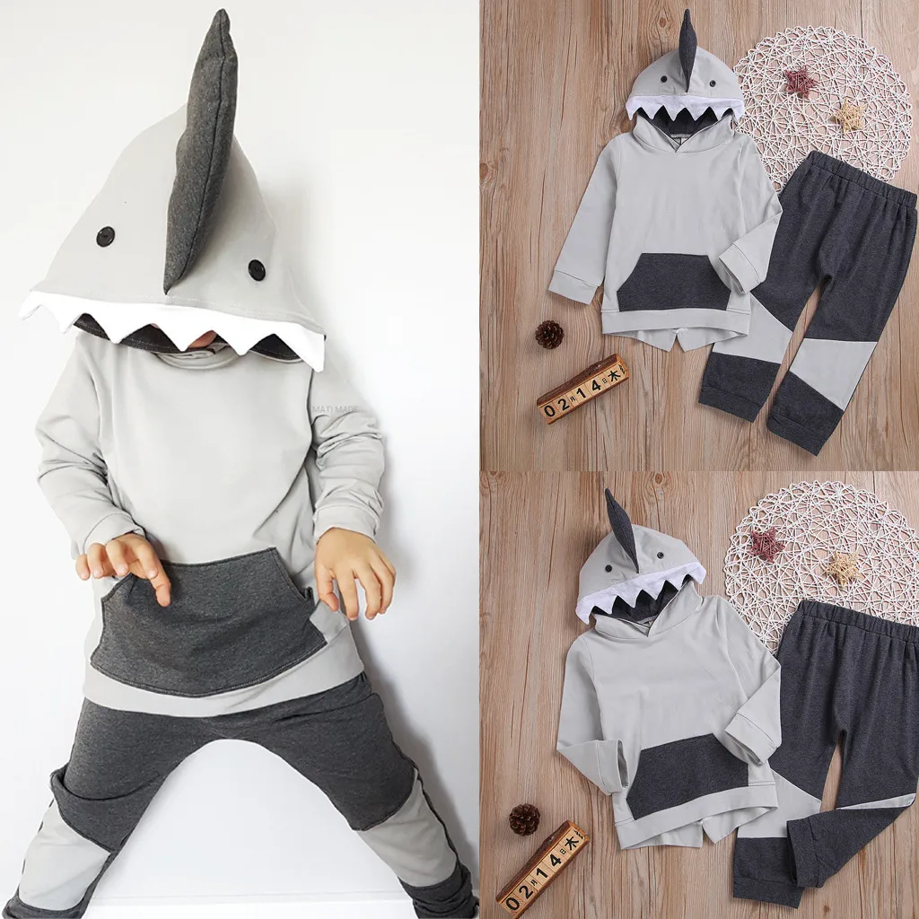 

Kid Clothes Boys Clothes Toddler Kids Baby Girls Shark Hoody Top +Pants Trousers Set Tracksuits Clothes