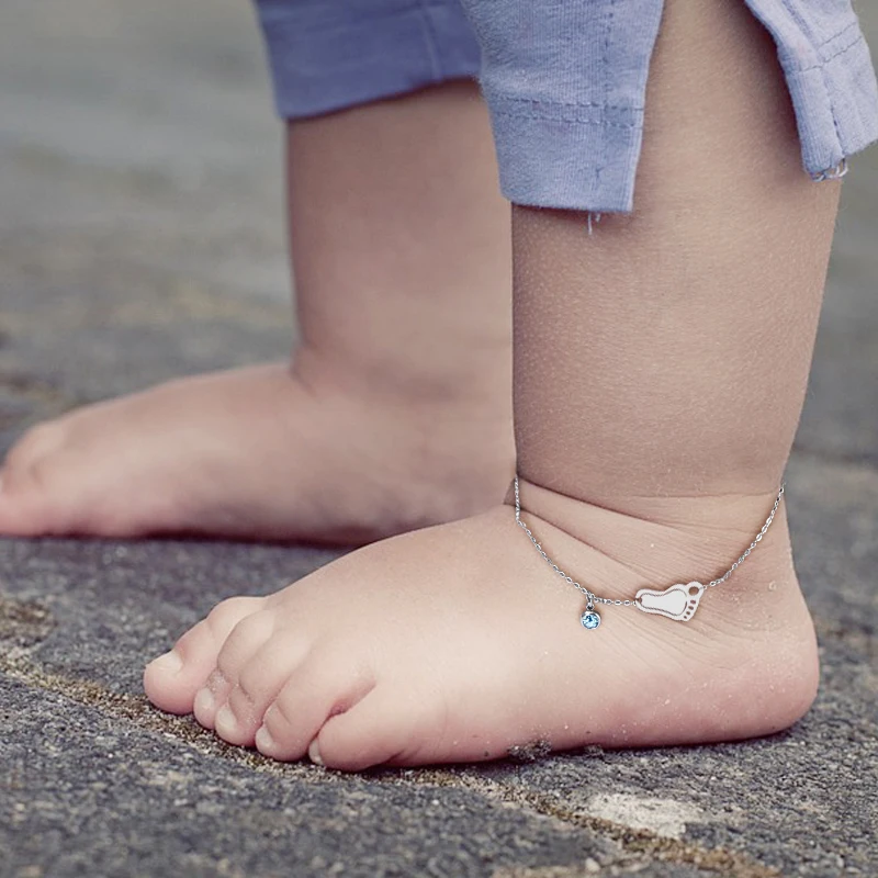 Ankle-Bracelet-Baby-Birth-Stones-Charm-Foot-Bracelet-Stainless-Steel-Baby-Anklets-Metal-Leg-Bracelet-For