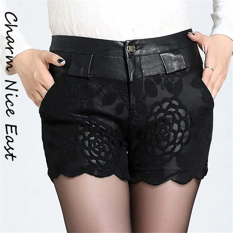 Из искусственной кожи короткие штаны 2018 новые летние Для женщин Искусственная