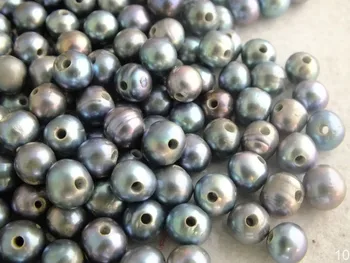 

W-4308 Bulk 300pcs/lot 9-10mm 2mm Hole Black Freshwater pearl Loose Beads For Jewelry making