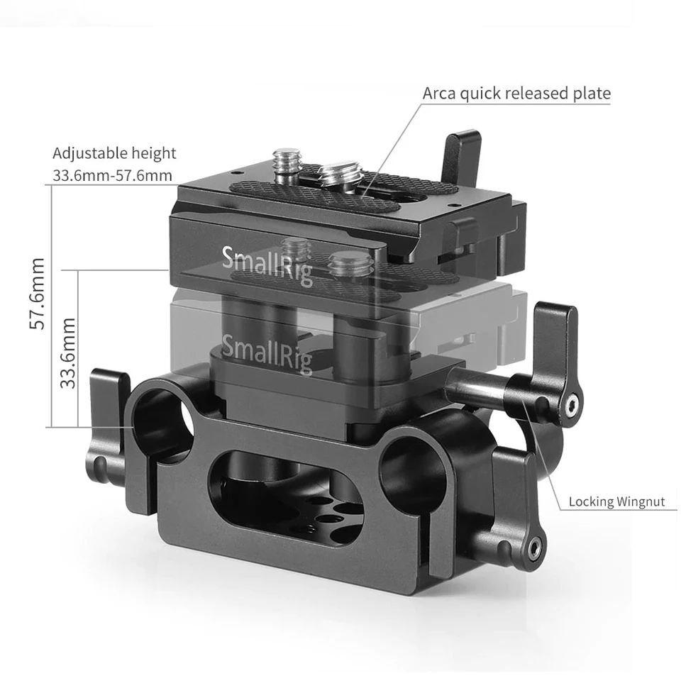 SmallRig DSLR камера пластина зажим Кронштейн Универсальный 15 мм рельсовая система поддержки с быстроразъемной Arca пластина высокая Регулируемая 2272